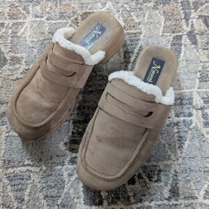 Natural Reflections Brown Suede Mules with White Lining